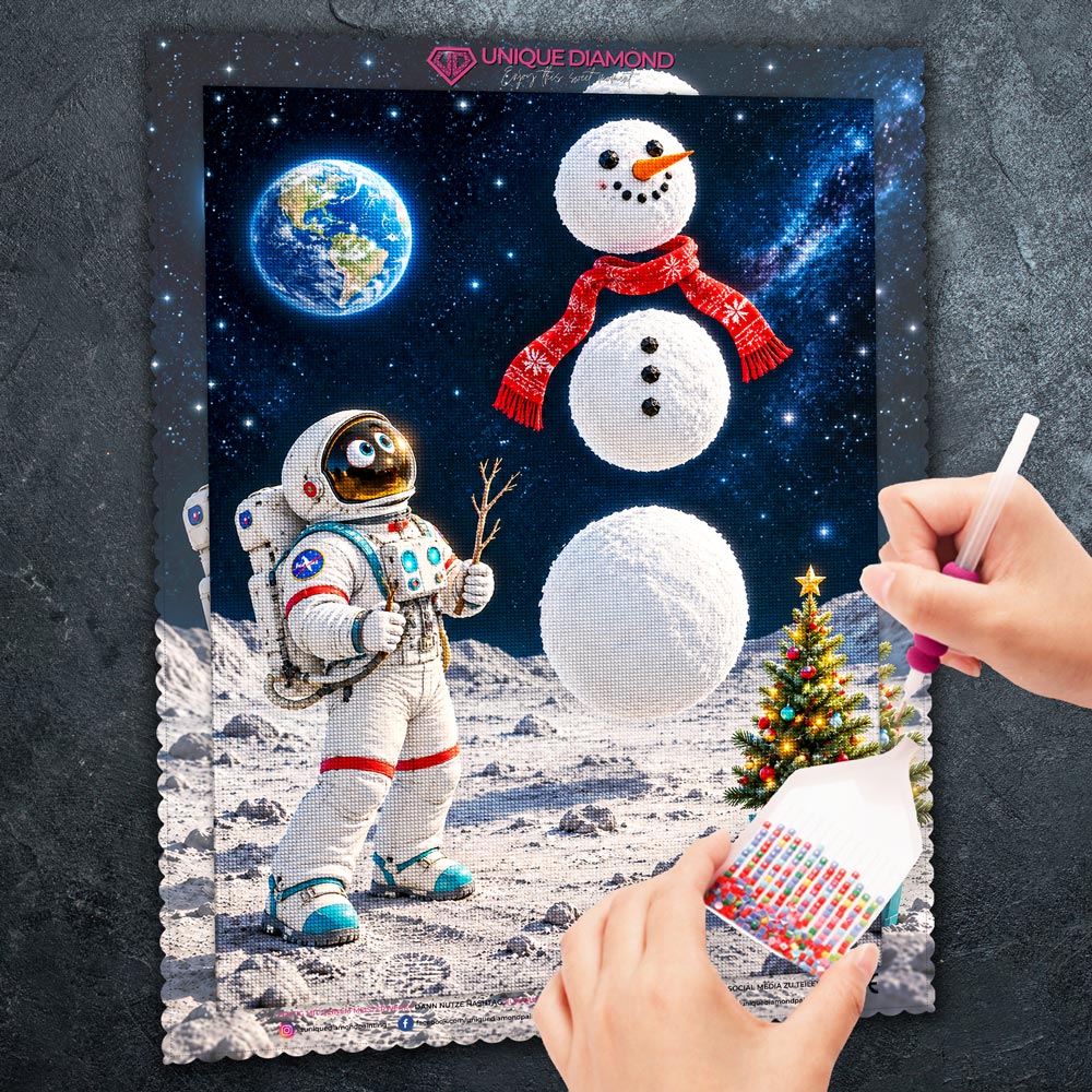 5D Diamond Painting – Houston, der Schneemann schwebt!