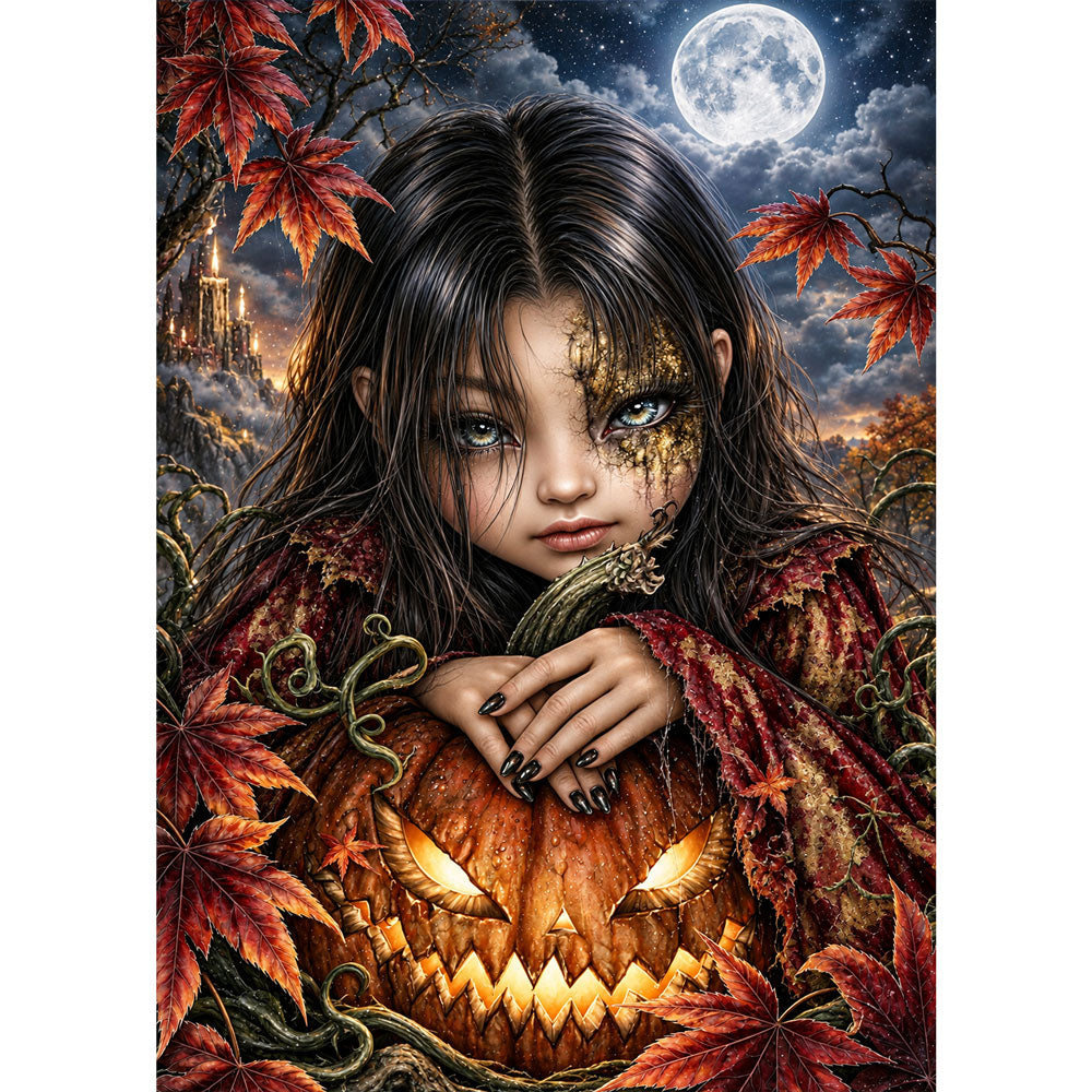 5D Diamond Painting – Hüterin der Kürbisnacht | Unique Diamond