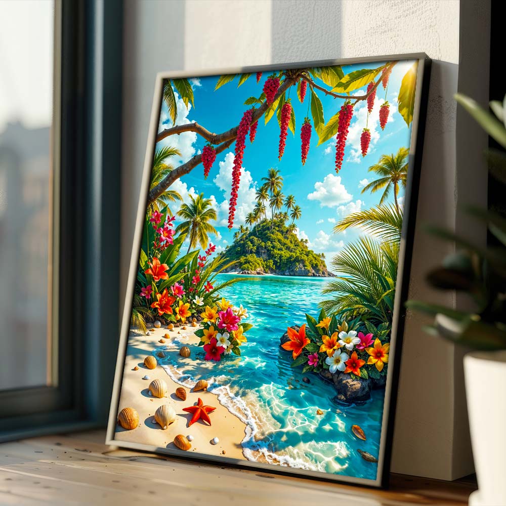 5D Diamond Painting – Insel der Blütenmagie, Unique-Diamond