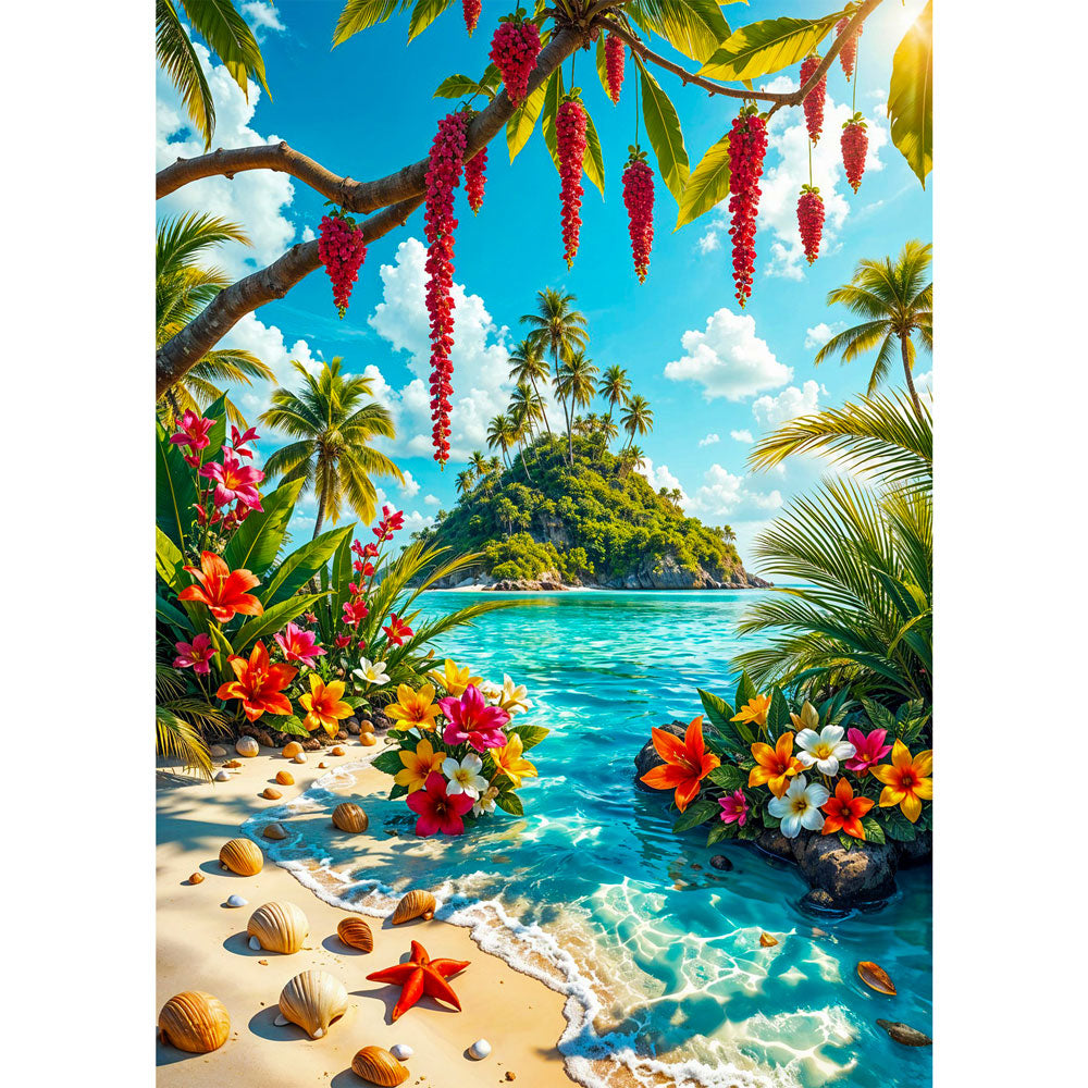 5D Diamond Painting – Insel der Blütenmagie, Unique-Diamond