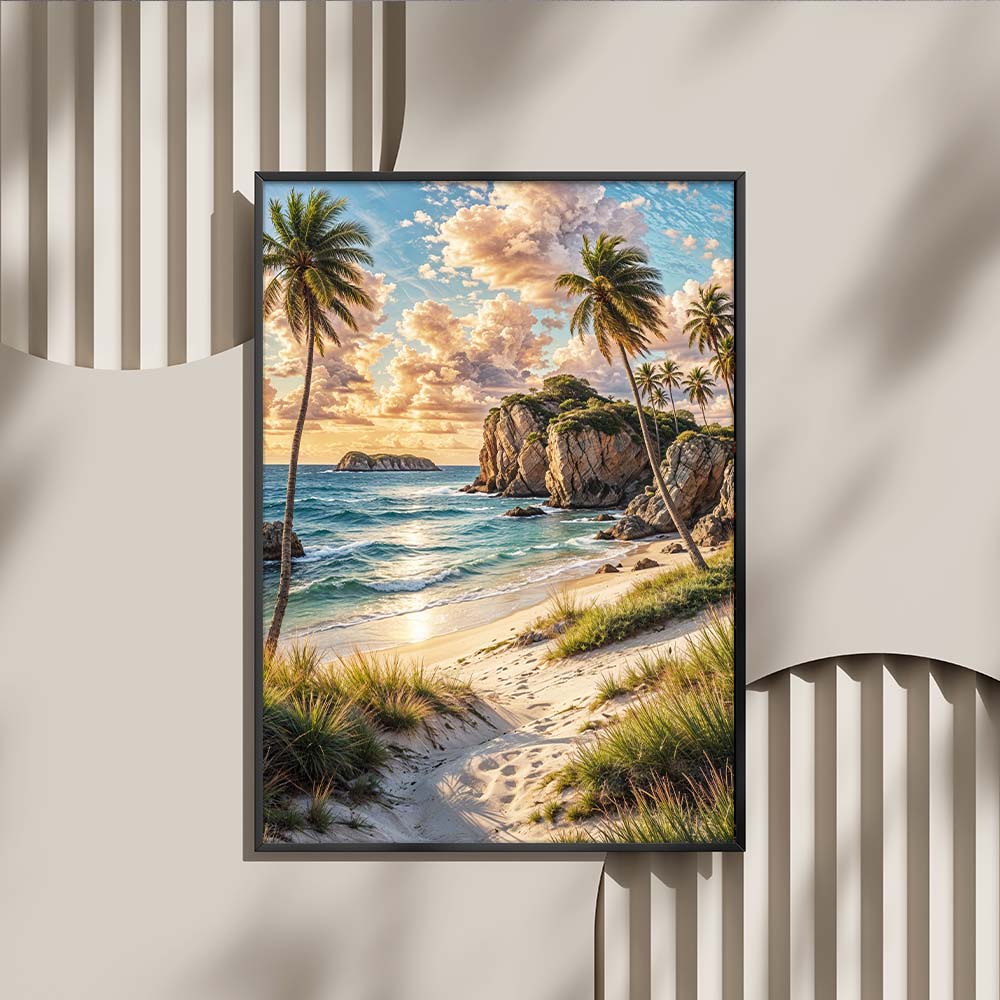 5D Diamond Painting – Insel der goldenen Wellen, Unique-Diamond