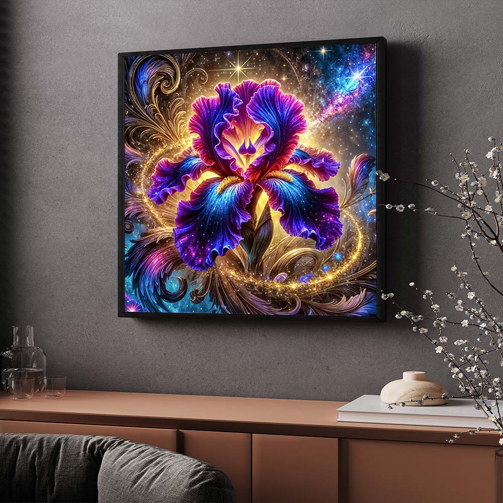 5D Diamond Painting – Iris der Galaxienblüte, Unique-Diamond