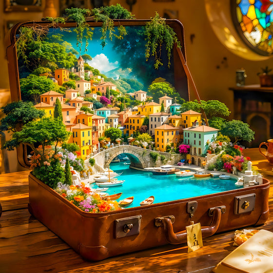 5D Diamond Painting – Italienische Träume im Koffer Unique-Diamond