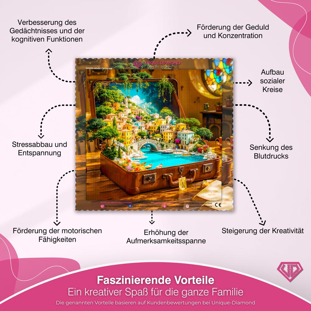 5D Diamond Painting – Italienische Träume im Koffer Unique-Diamond