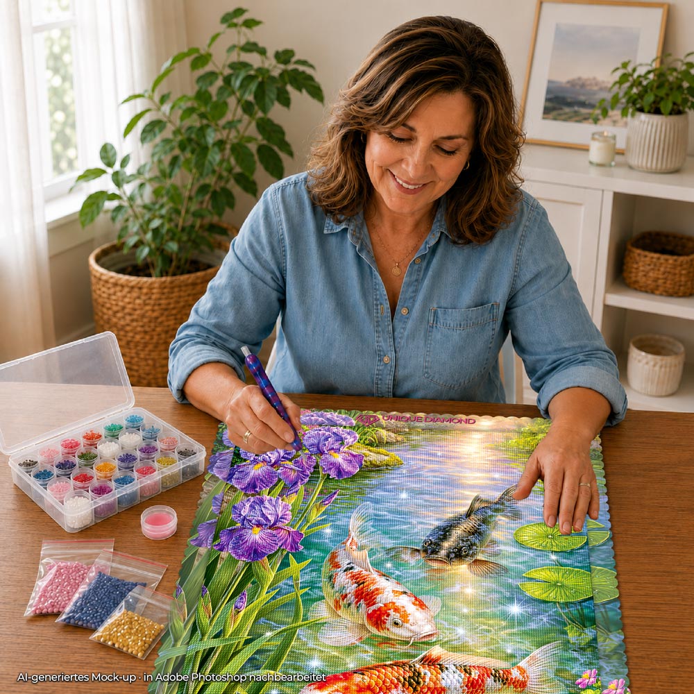 5D Diamond Painting – Juwelen des Koi-Gartens