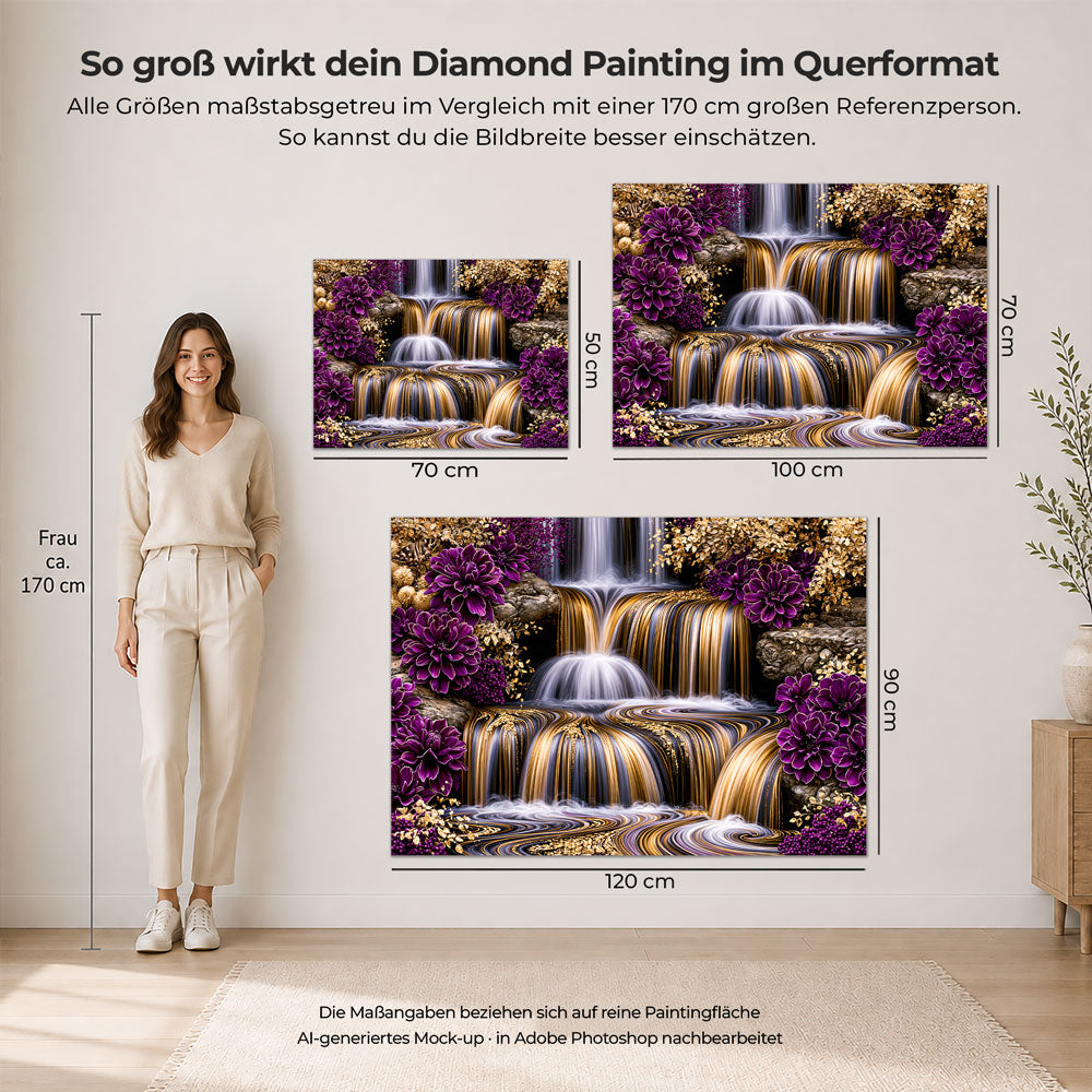 5D Diamond Painting – Kaskaden aus flüssigem Gold
