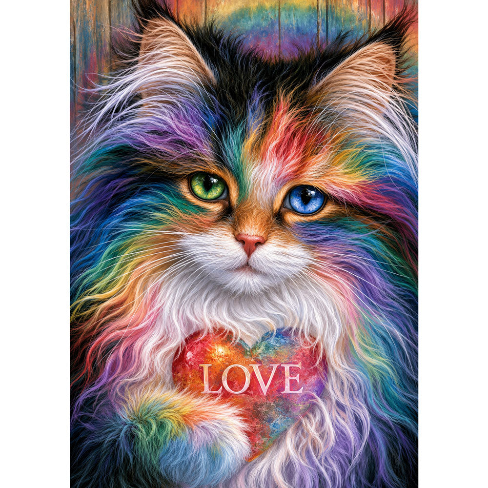 5D Diamond Painting – Katze im Farbenrausch der Liebe | Unique Diamond
