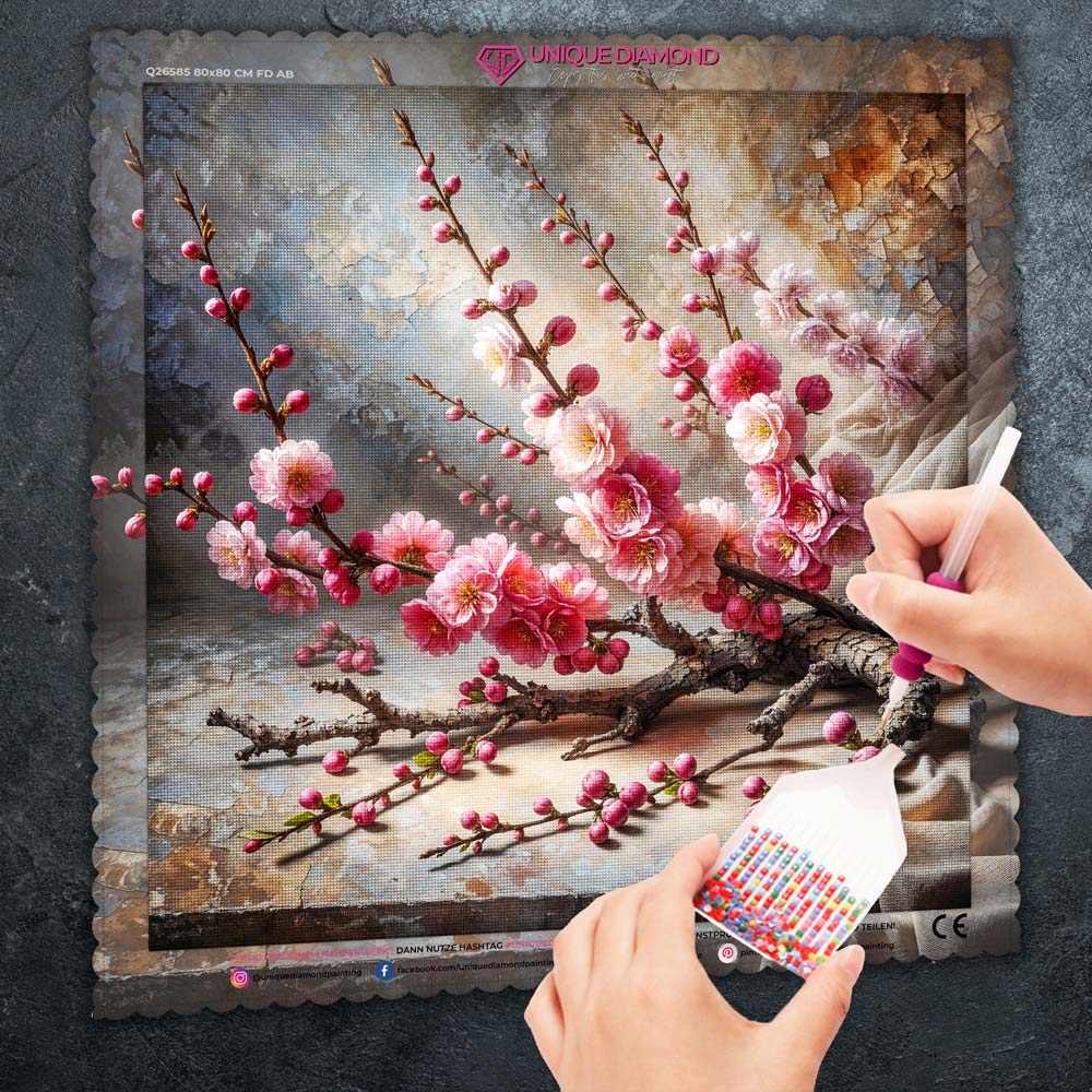 5D Diamond Painting – Kirschblüten der Stille, Unique-Diamond