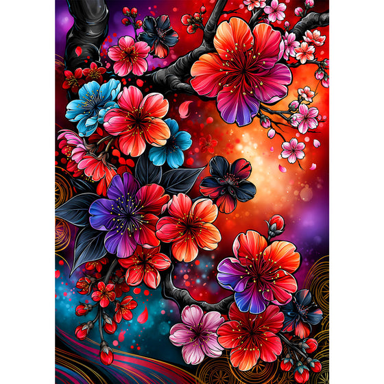 5D Diamond Painting – Kirschblüten im Farbenrausch | Unique Diamond