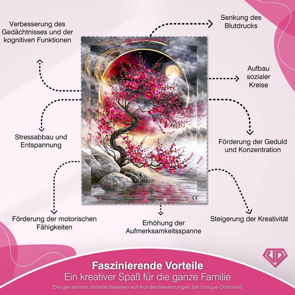 5D Diamond Painting – Kirschblütenmond am Fuji