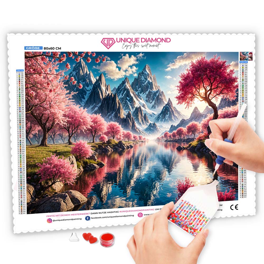 5D Diamond Painting – Kirschträume der Stille, Unique-Diamond