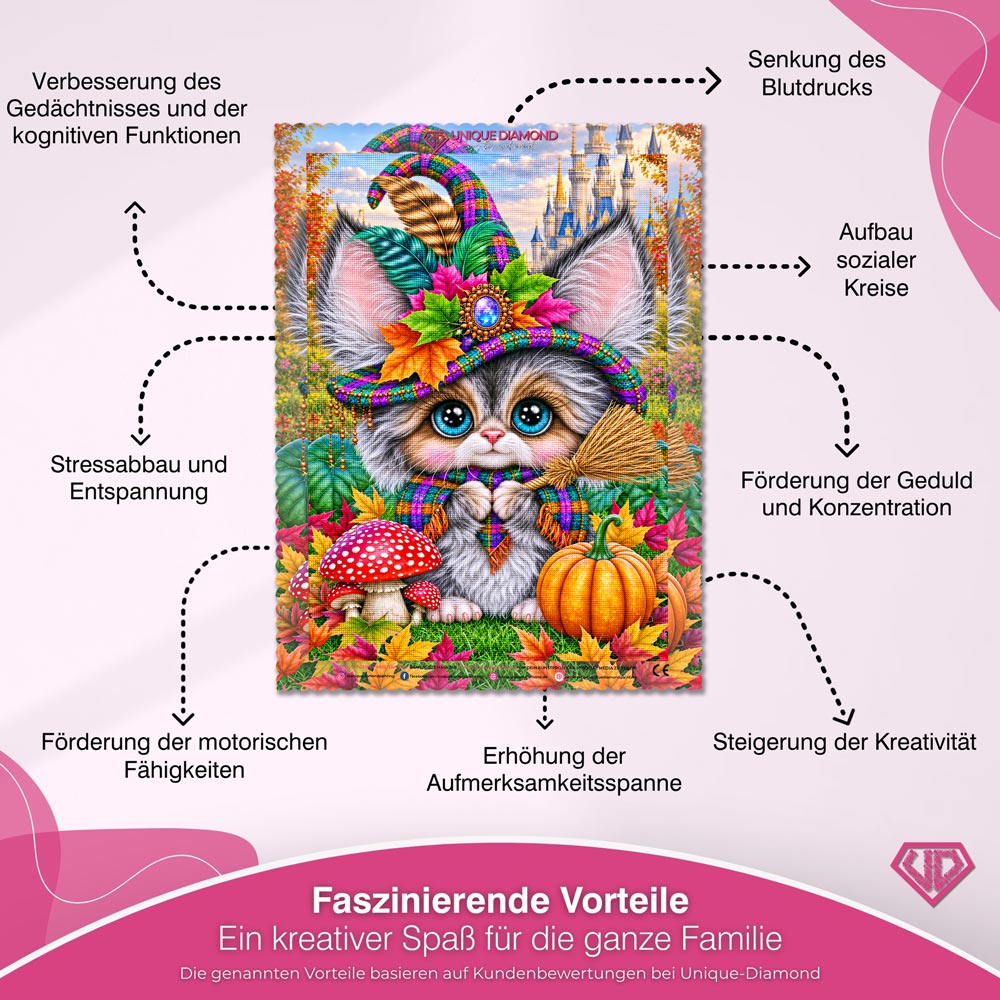 5D Diamond Painting – Kleine Herbsthexe im Zaubergarten