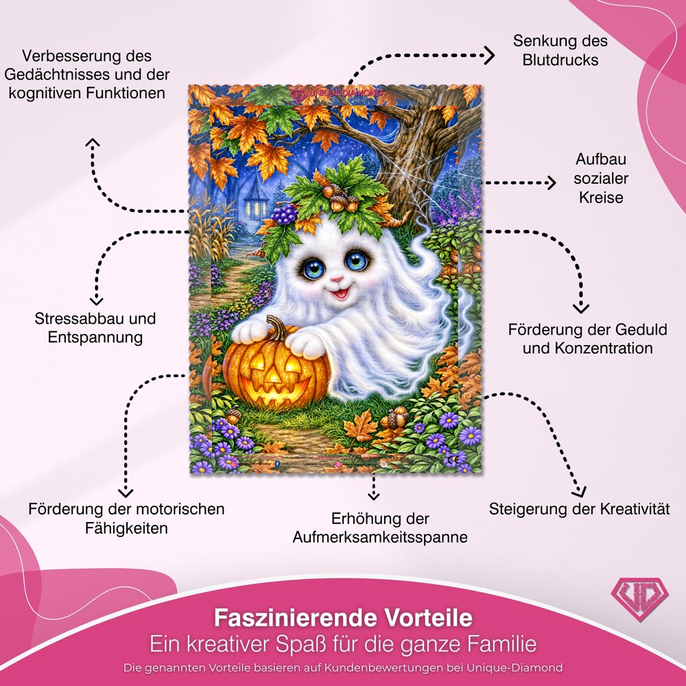 5D Diamond Painting – Kleiner Herbstgeist mit Kürbislicht