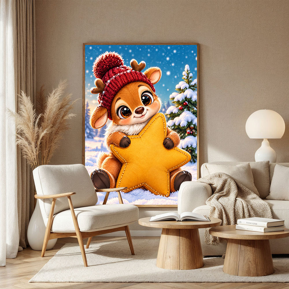 5D Diamond Painting – Kleines Rentier mit Kuschelstern