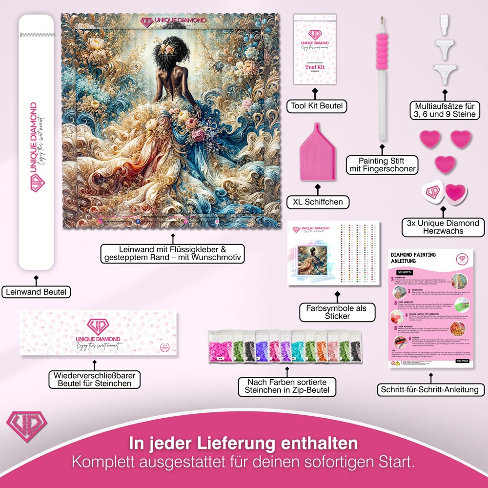 5D Diamond Painting – Königin der Blütenwellen