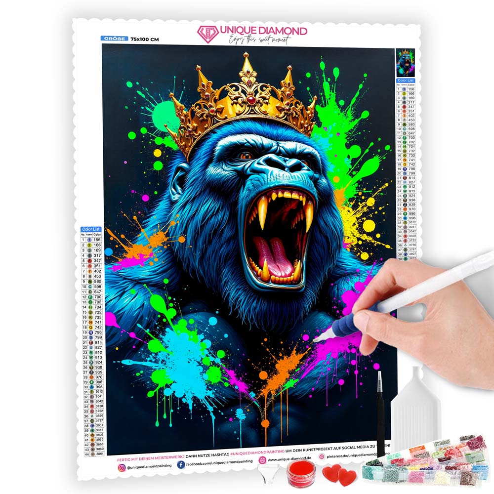 5D Diamond Painting – Königlicher Gorilla, Unique-Diamond