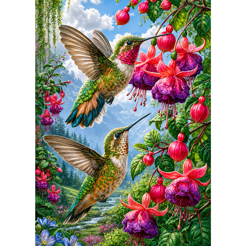 5D Diamond Painting – Kolibris im Fuchsiengarten | Unique Diamond