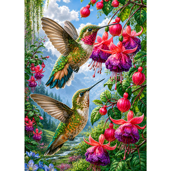 5D Diamond Painting – Kolibris im Fuchsiengarten | Unique Diamond