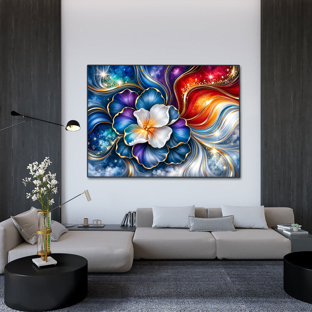 5D Diamond Painting – Kosmische Blüte im Farbenstrom