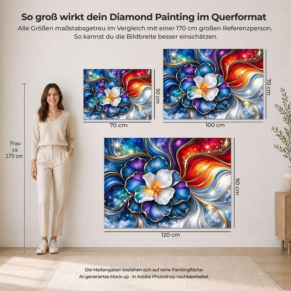 5D Diamond Painting – Kosmische Blüte im Farbenstrom