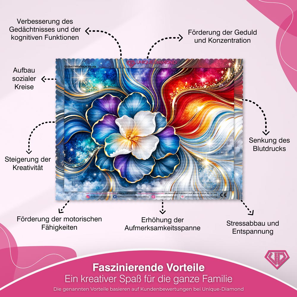 5D Diamond Painting – Kosmische Blüte im Farbenstrom