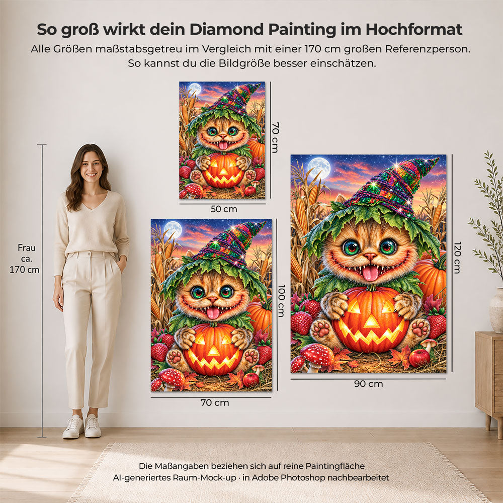 5D Diamond Painting – Kürbisgrinsen im Mondschein