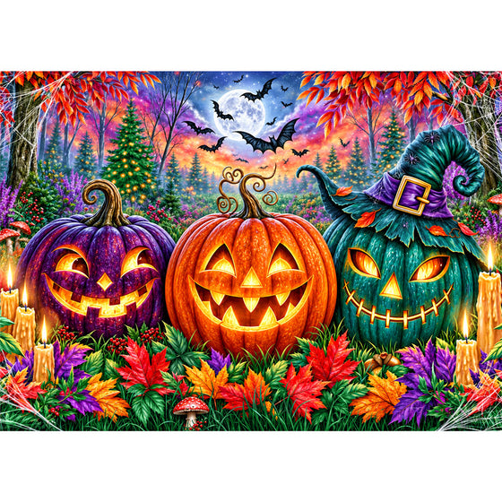 5D Diamond Painting – Kürbislichter im verzauberten Herbstwald | Unique Diamond