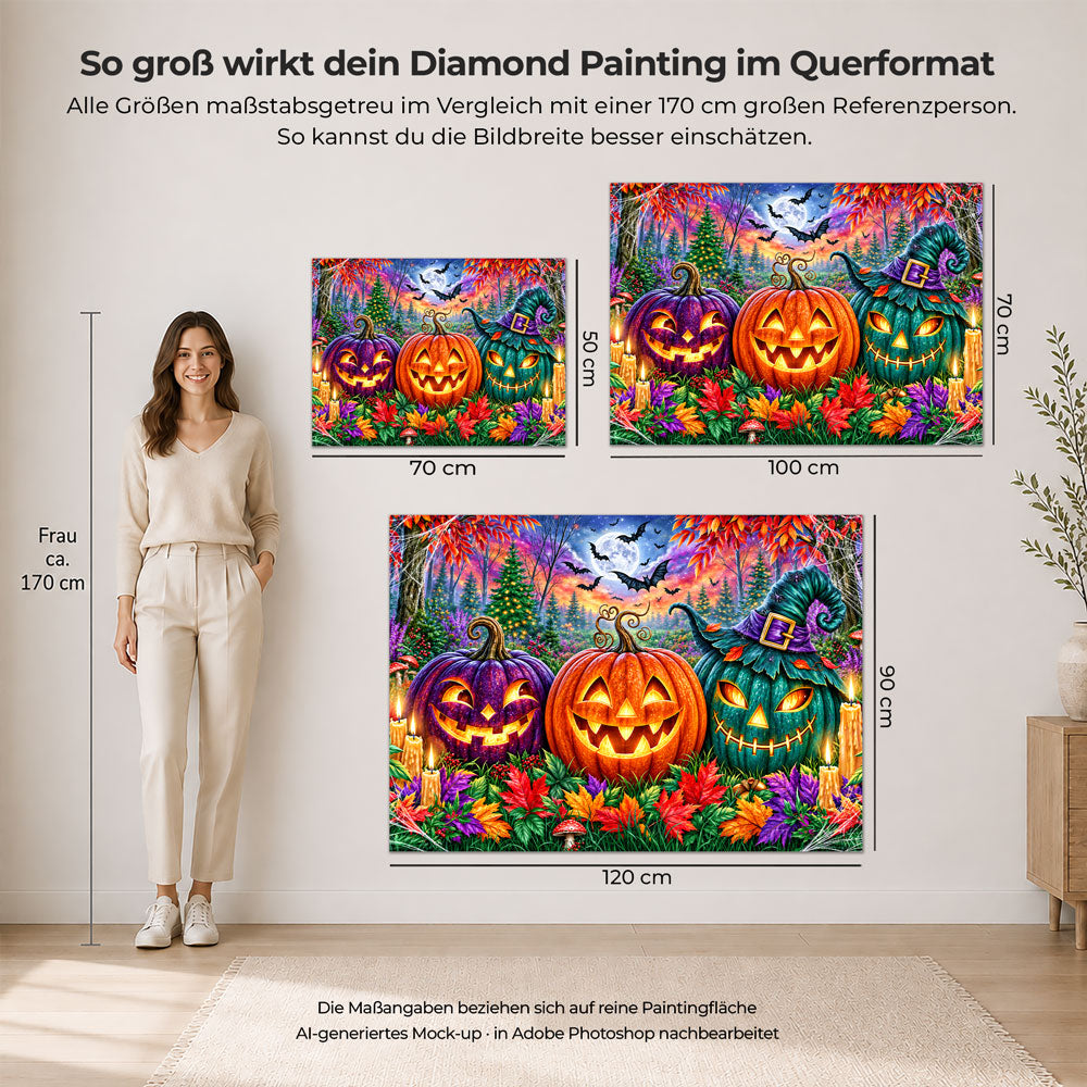 5D Diamond Painting – Kürbislichter im verzauberten Herbstwald
