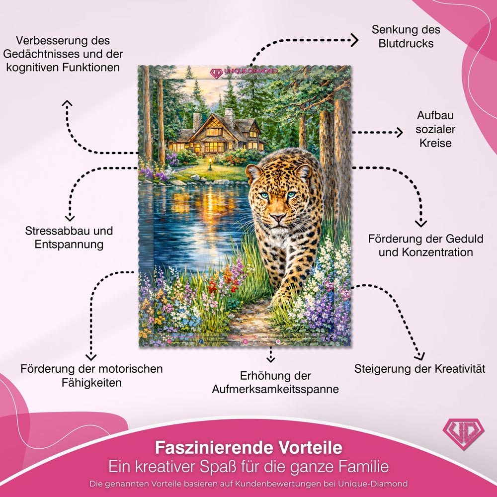 5D Diamond Painting – Lakeside Leopard Haven