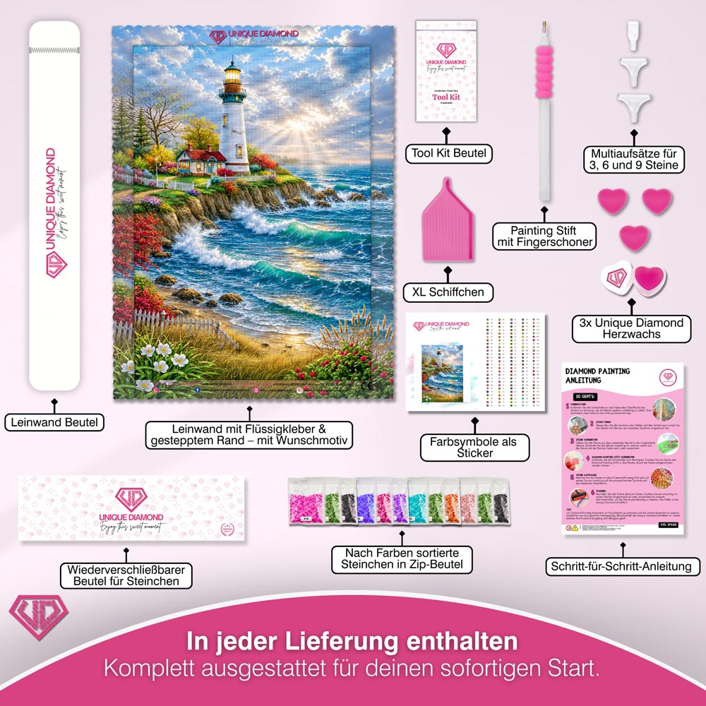 5D Diamond Painting – Leuchtfeuer der Küstenträume