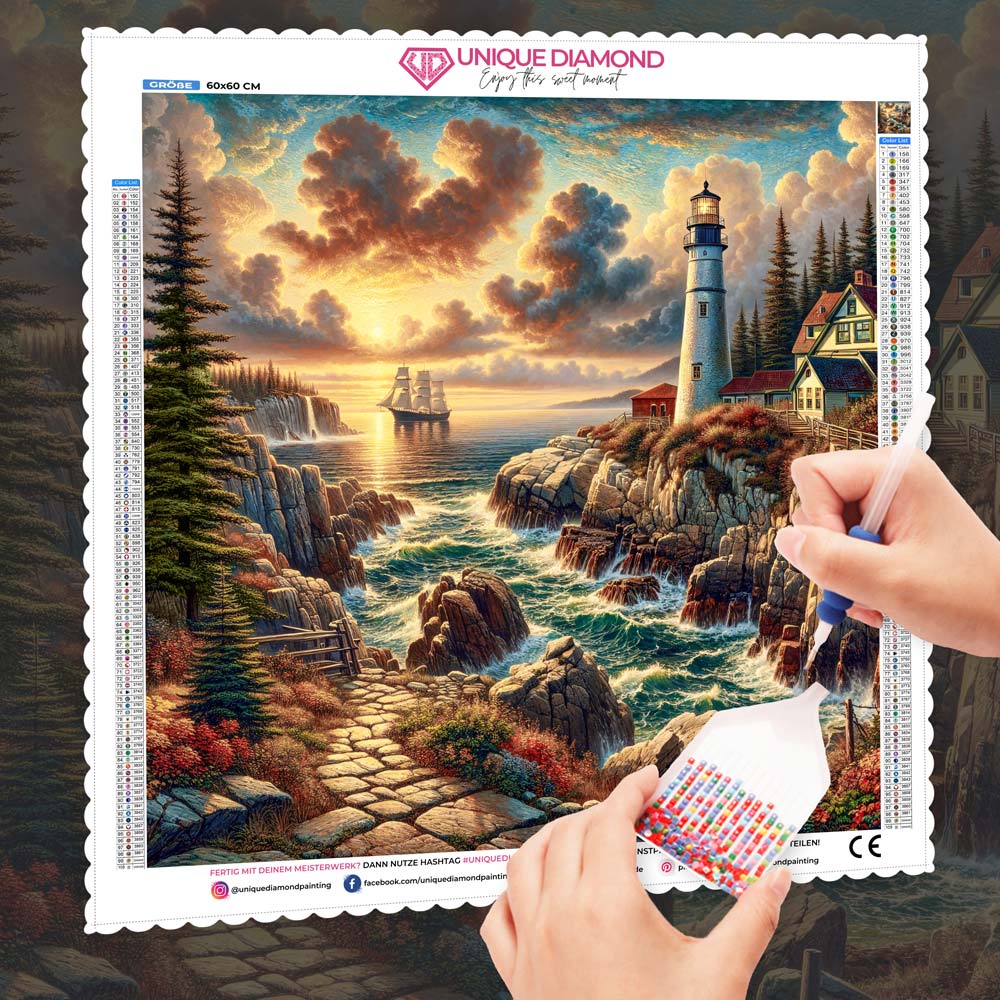 5D Diamond Painting – Leuchtfeuer von Arlora, Unique-Diamond