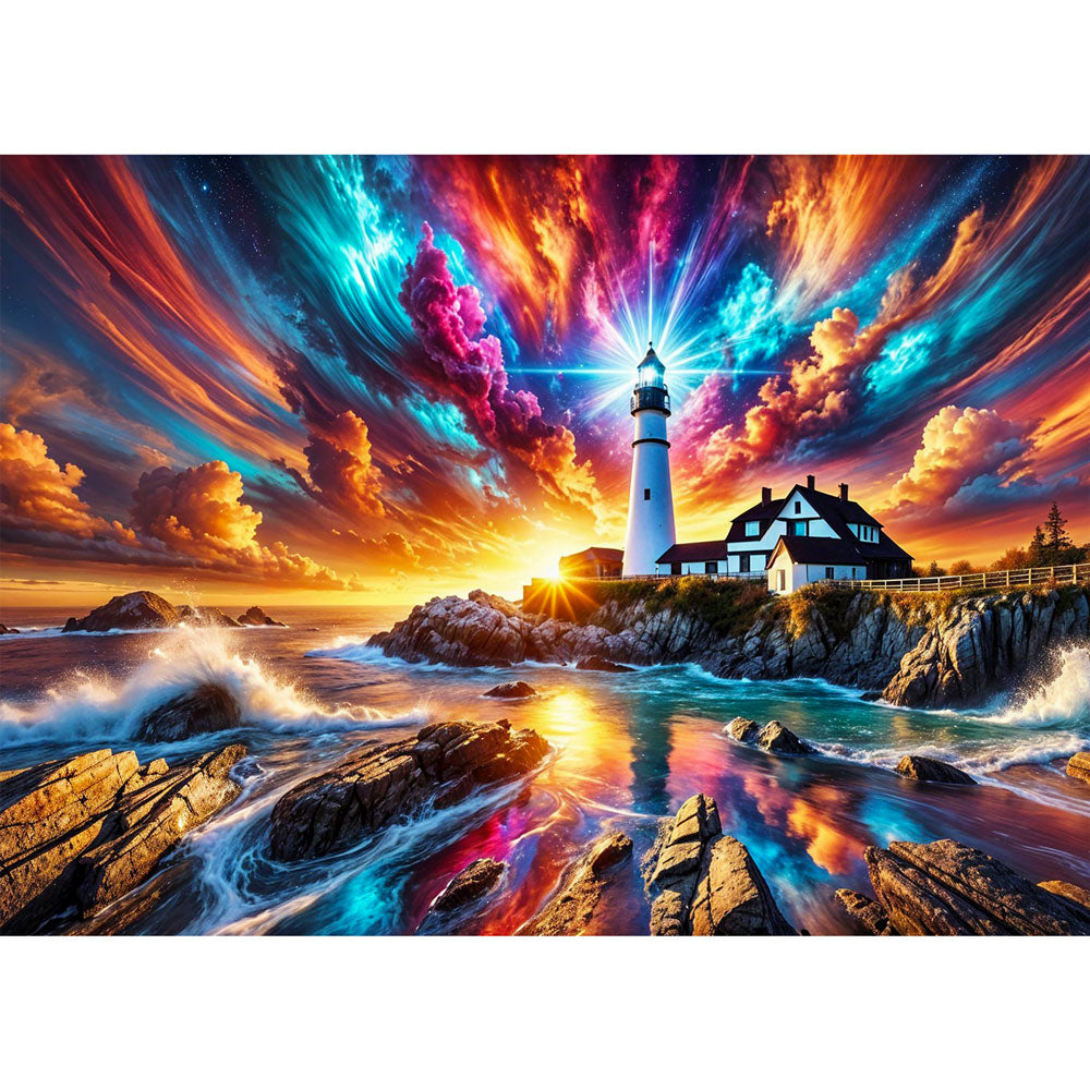 5D Diamond Painting – Leuchtturm der Farbenpracht, Unique-Diamond