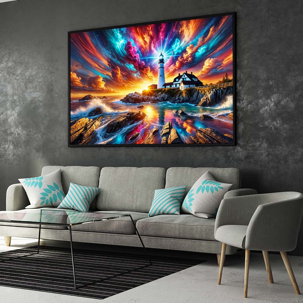 5D Diamond Painting – Leuchtturm der Farbenpracht, Unique-Diamond