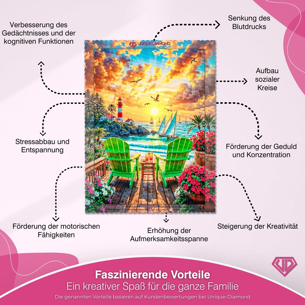 5D Diamond Painting – Leuchtturm der goldenen Stunde Unique-Diamond