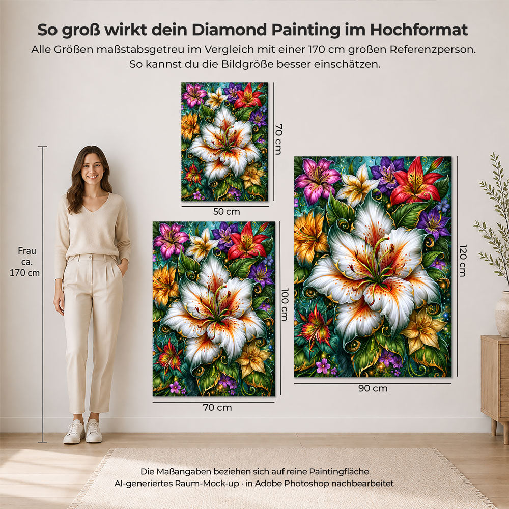 5D Diamond Painting – Lilienpracht im Zauberwald