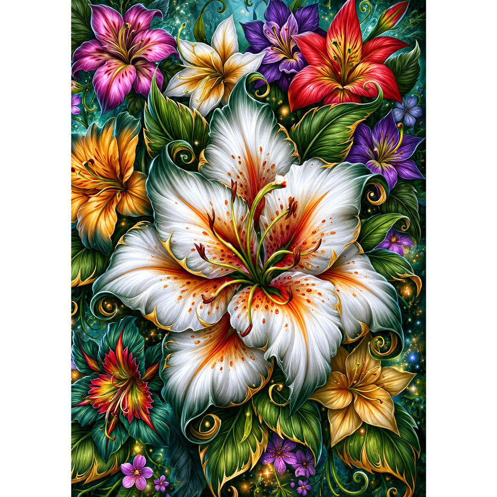 5D Diamond Painting – Lilienpracht im Zauberwald | Unique Diamond