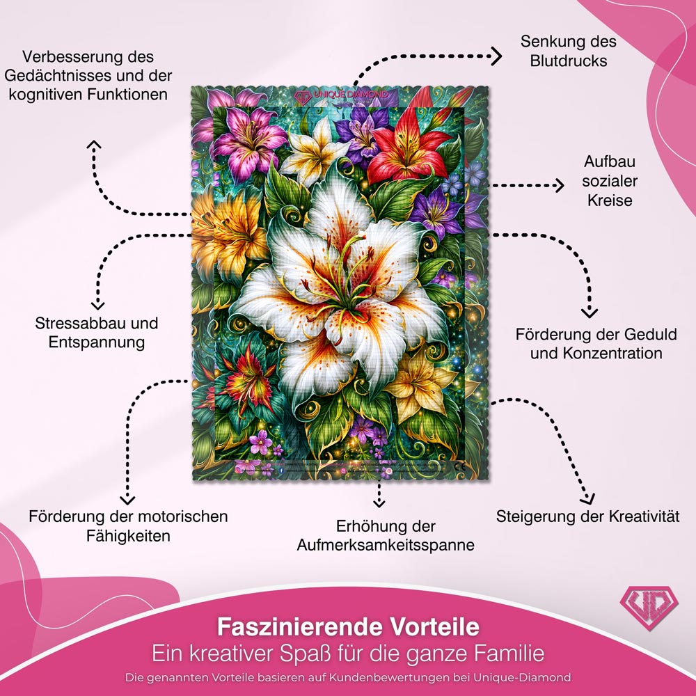 5D Diamond Painting – Lilienpracht im Zauberwald
