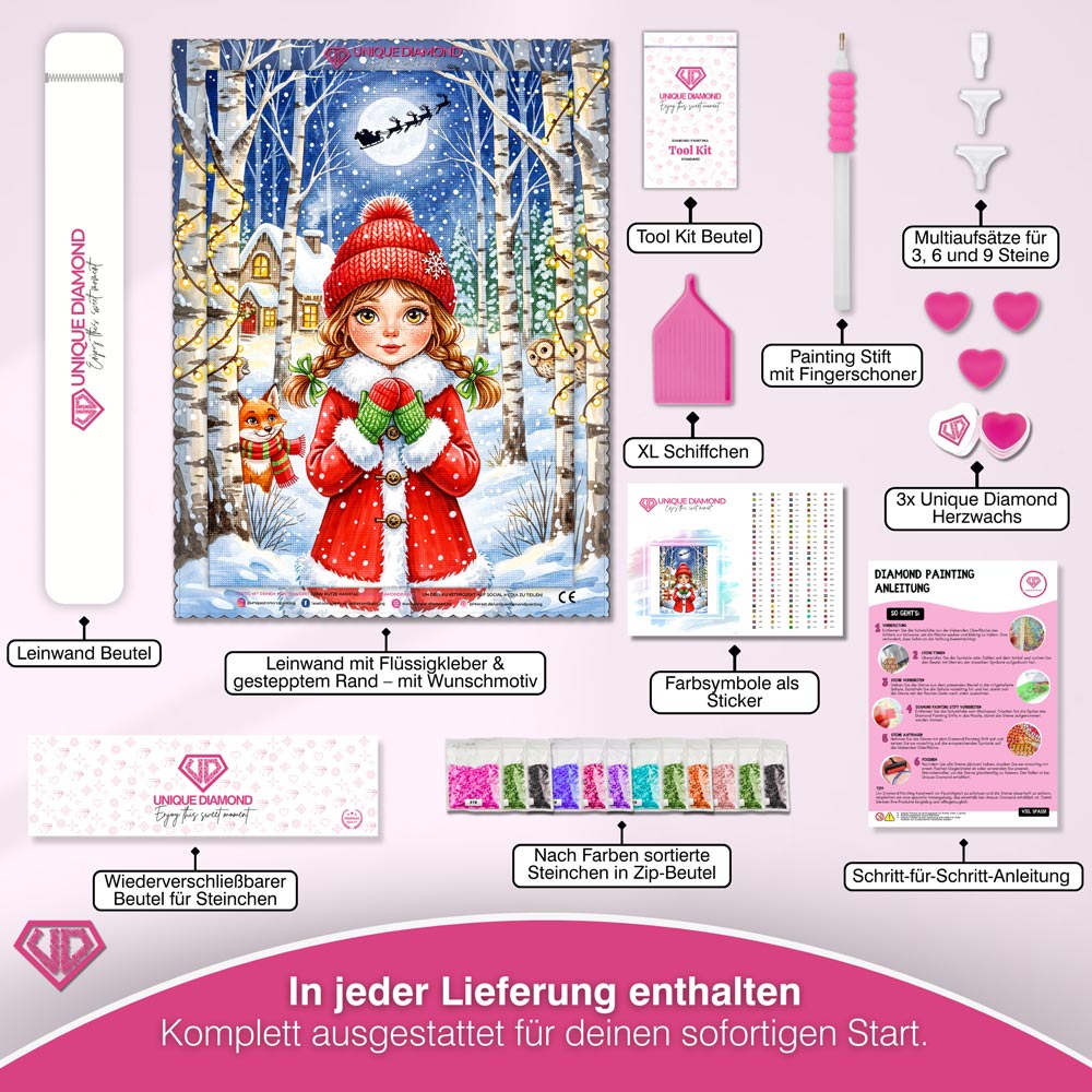 5D Diamond Painting – Lina im Winterwunderland