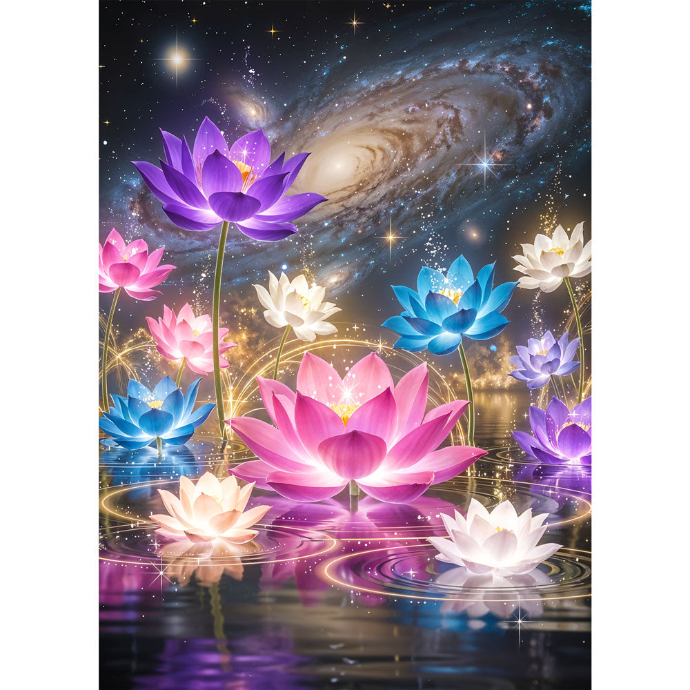 5D Diamond Painting – Lotus Galaxy, Unique-Diamond