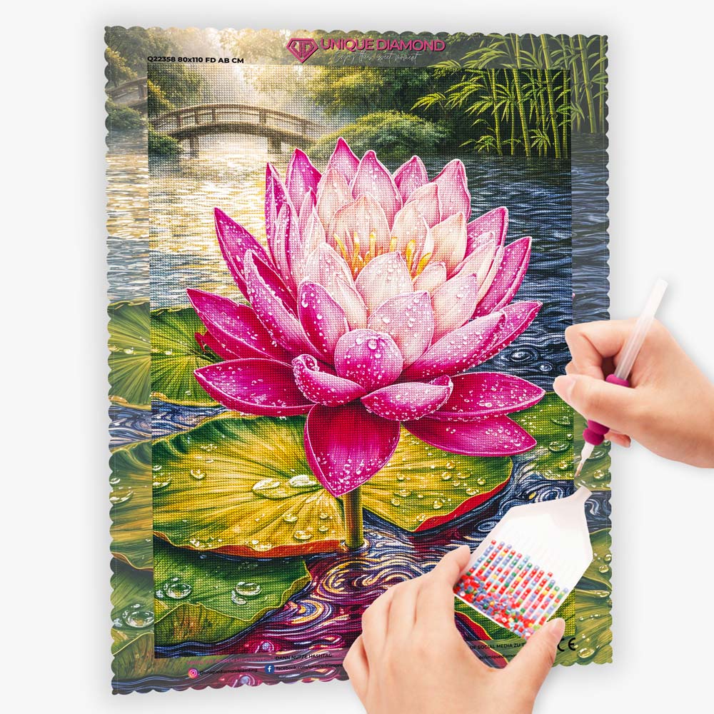 5D Diamond Painting – Lotuszauber im Morgenlicht, Unique-Diamond