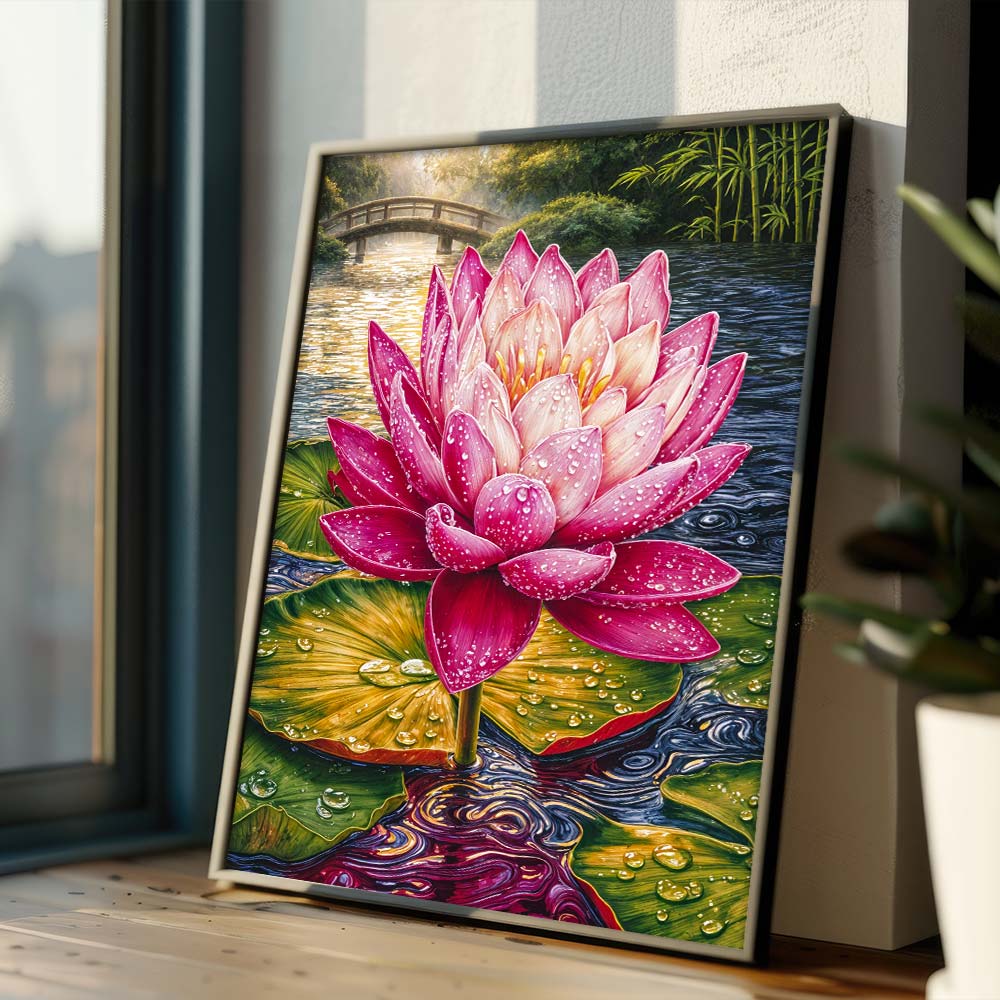 5D Diamond Painting – Lotuszauber im Morgenlicht, Unique-Diamond