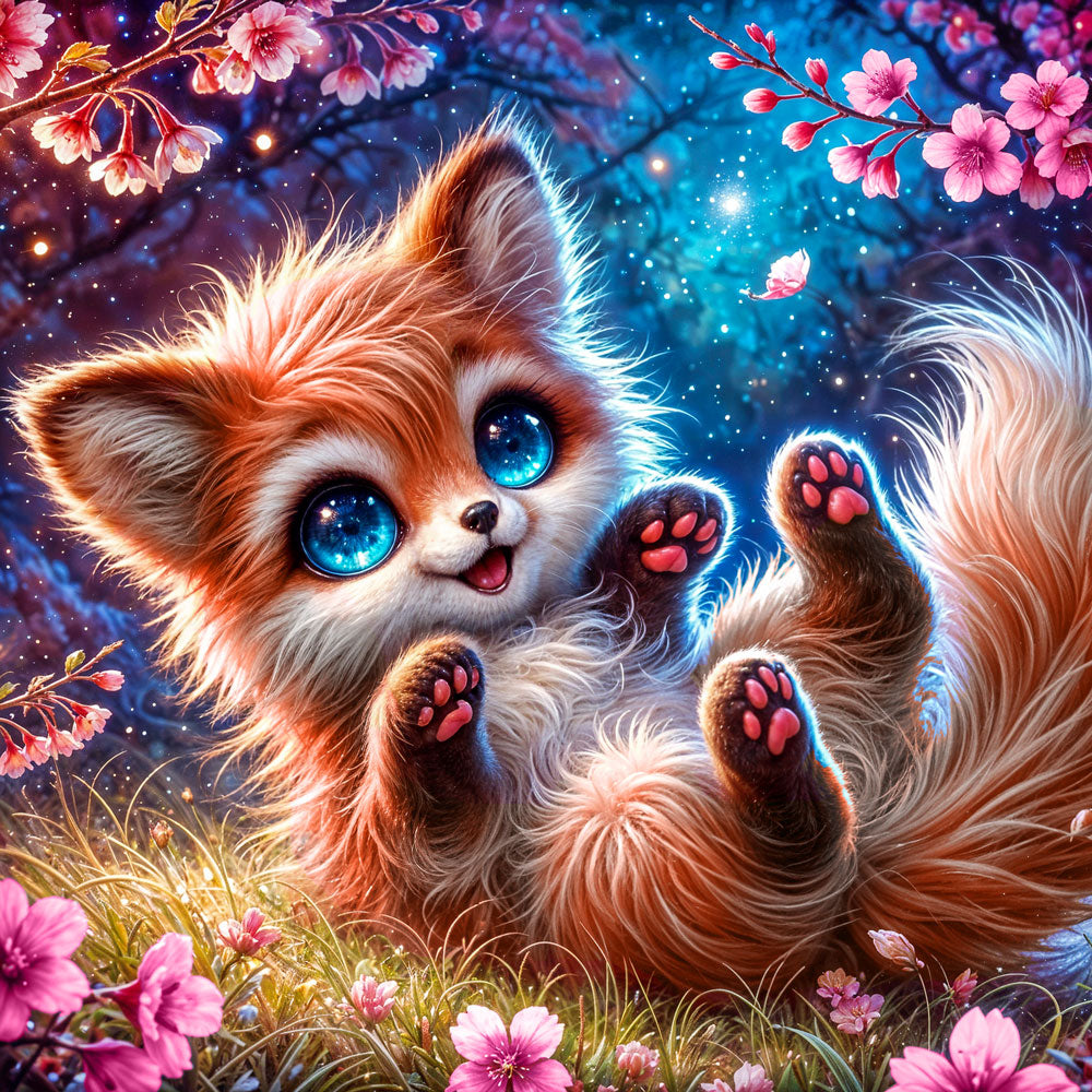 5D Diamond Painting – Lumi im Kirschblütentraum Unique-Diamond