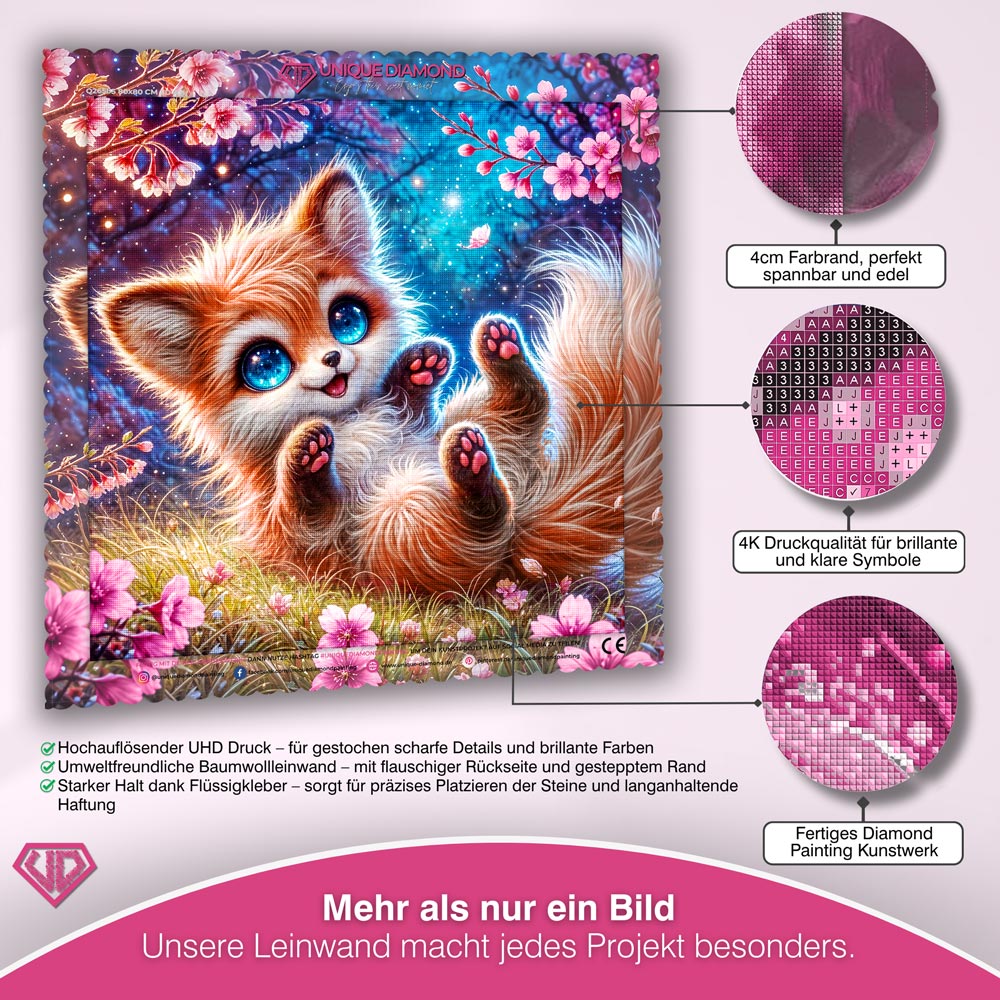 5D Diamond Painting – Lumi im Kirschblütentraum Unique-Diamond