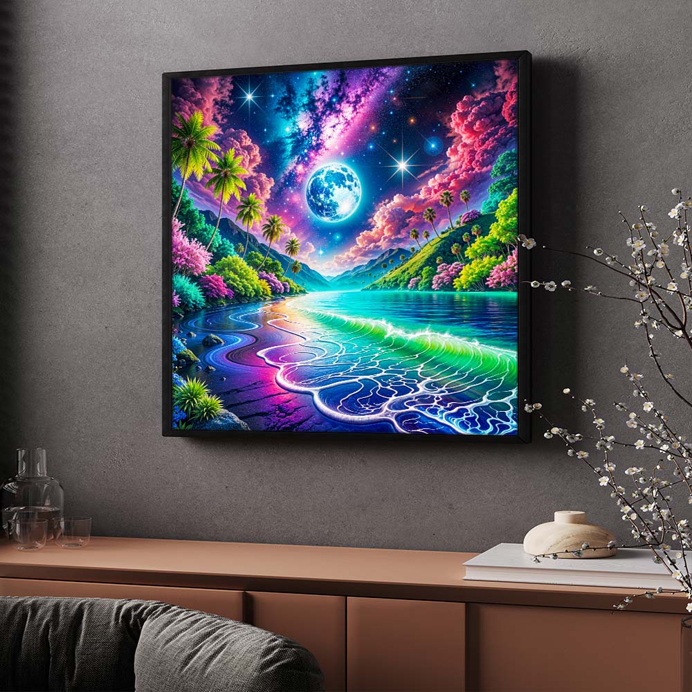 5D Diamond Painting – Luna Bay unter Sternenlicht, Unique-Diamond