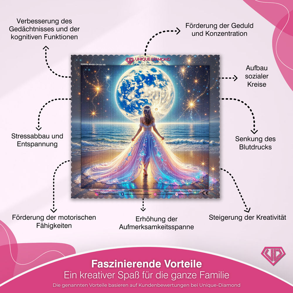 5D Diamond Painting – Luna auf dem Sternenstrand Unique-Diamond