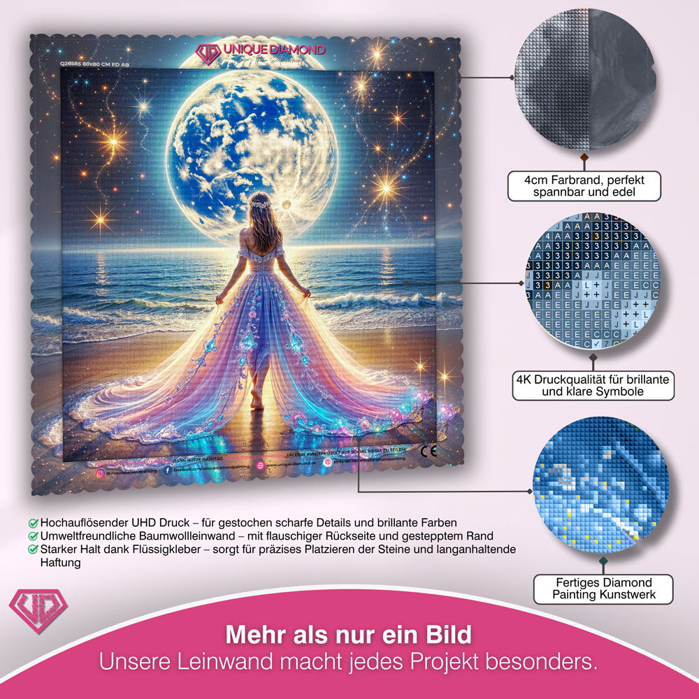 5D Diamond Painting – Luna auf dem Sternenstrand Unique-Diamond