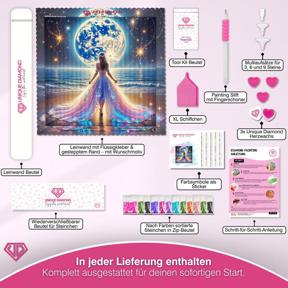 5D Diamond Painting – Luna auf dem Sternenstrand Unique-Diamond