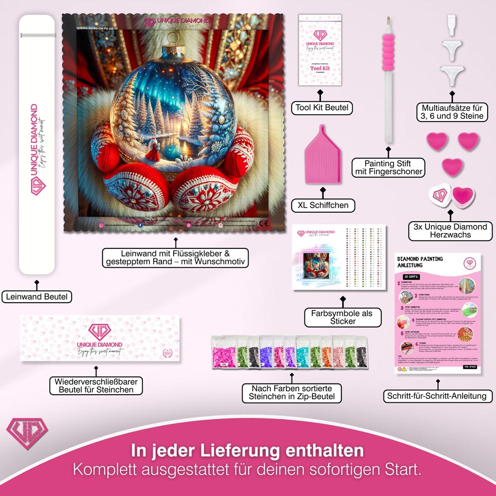 5D Diamond Painting – Magie der Weihnachtskugel Unique-Diamond