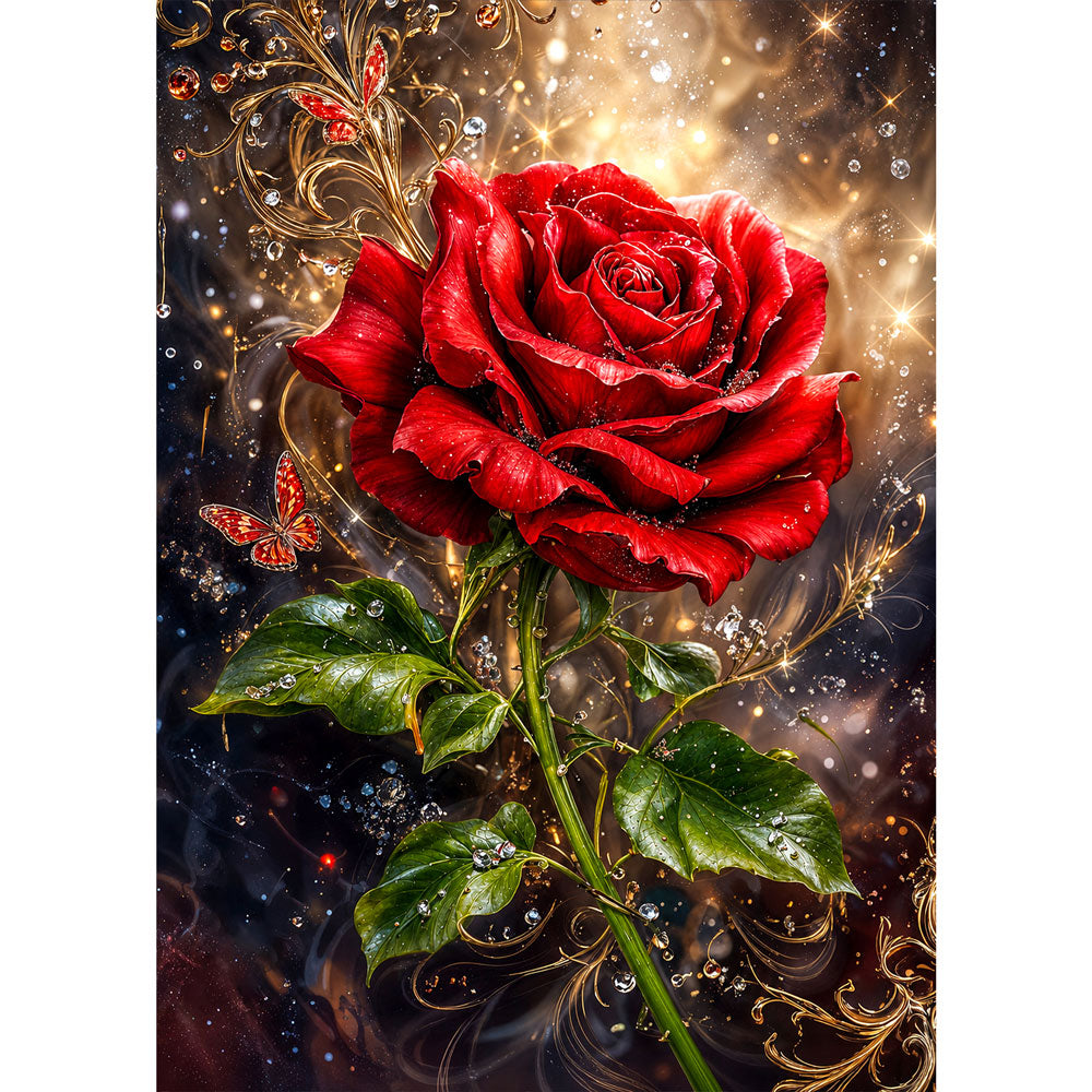 5D Diamond Painting – Magische Rubinrose | Unique Diamond