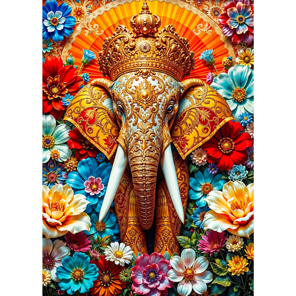 5D Diamond Painting – Majestätischer Ganesha mit 100 Farben, Unique-Diamond